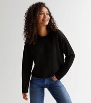 New Look Tall Black Fine Cable Knit Long Sleeve Top
